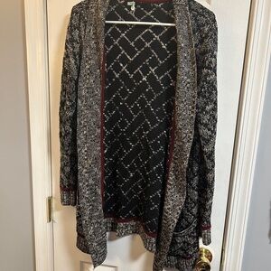 Maurices Black and Cream Open Front Cardigan, size large